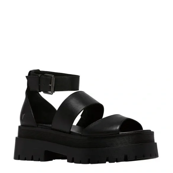 WINDSORSMITH, THRILLED BLACK LEATHER SANDAL, black size 7 - Picture 3 of 6